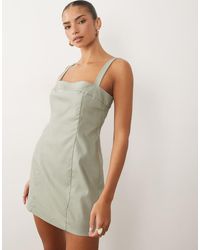 GOOD AMERICAN - Linen Tailored Square Neck Mini Dress - Lyst