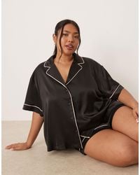 ASOS - Oversized Satin Short Sleeve Shirt & Short Pyjama Set - Lyst