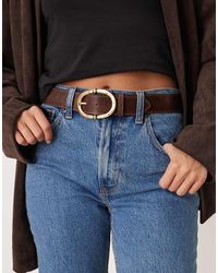 Mango - Riem Van Imitatieleer Met Gehamerde Gouden Gesp - Lyst