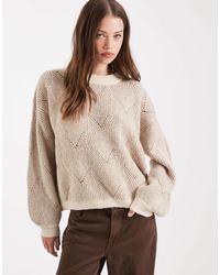 Pieces - Textured Detail Knit Jumper - Lyst