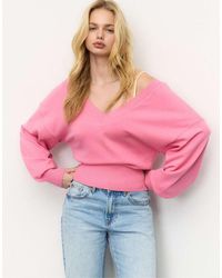 Stradivarius - V-neck Batwing Sleeve Jumper - Lyst