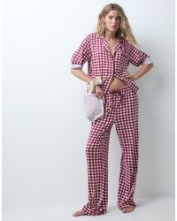 Loungeable - Camp Collar Button Up Shirt And Pants Pajama Set - Lyst