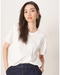 ASOS - Camiseta De Corte Estándar Suelto Con Bordes Sin Rematar De -Blanco - Lyst
