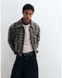 Reclaimed Vintage - Boxy Check Zip Through Jacket With Rib Cuff Detail - Lyst