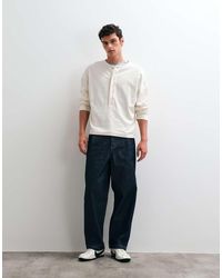 ASOS - Heavyweight Boxy Oversized Long Sleeve T-shirt With Henley Neck - Lyst