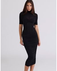 House Of Cb - Sorrel Semi Sheer Midi Dress - Lyst