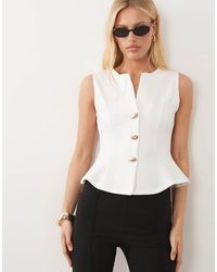 ASOS - Interlock Sleeveless Peplum Top With Gold Abstract Button Detail - Lyst