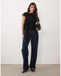 ASOS - Textured Scarf Neck Fallen Shoulder Top - Lyst