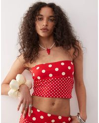 Reclaimed Vintage - Mixed Polka Dot Print Bandeau Top Co-ord - Lyst