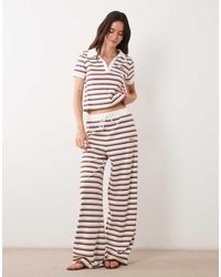 4th & Reckless - Ribbed Wide Leg Trouser Co-ord With Drawstring Waist - Lyst