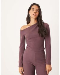 ASOS - Superzachte Top Met Blote Schouder En Lange Mouwen - Lyst