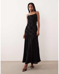 Gina Tricot - Embroidery Dropped Waist Midi Dress - Lyst
