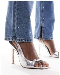 ASOS - Netty Mini Buckle Detail Barely There Heeled Sandals - Lyst