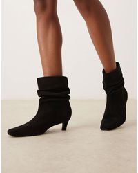 Glamorous - Kitten Heel Ruched Mid Ankle Boots - Lyst