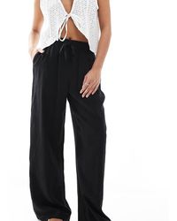 Vero Moda - Broek Met Wijde Pijpen Van Linnenmix - Lyst