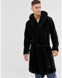 ASOS Lounge Fleece Dressing Gown - Black