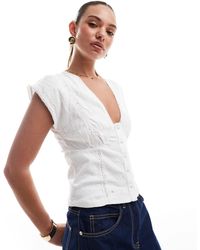ASOS - – es sommeroberteil mit lochstickerei und spitzendetail - Lyst
