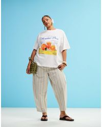 ASOS - Curve Linen Look Barrel Trousers - Lyst