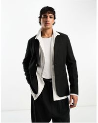 AllSaints - Pace - blazer nero da abito - Lyst