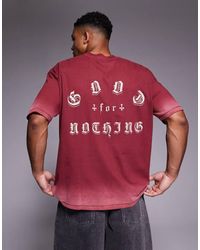 Good For Nothing - T-Shirt Oversize Rossa Con Stampa Sul Retro Ed Effetto Spray - Lyst