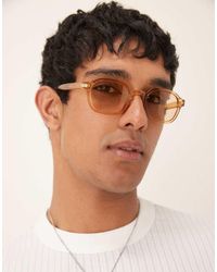 ASOS - Gafas De Sol Arena Cristalino Pequeñas Rectangulares Con Lentes Beis De - Lyst