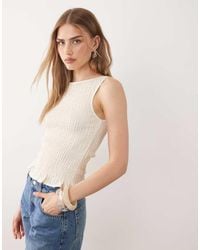 ASOS - Linen Blend Shirred Tank Top - Lyst