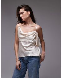 TOPSHOP - Double Strap Satin Cami With Ruffle - Lyst