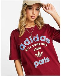 adidas Originals - T-shirt à logo paris - rouge - Lyst