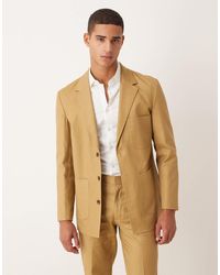 ASOS - – regulär geschnittene twill-anzugjacke aus baumwoll-leinenmix - Lyst