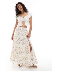 Miss Selfridge - Trim Insert Tiered Maxi Skirt - Lyst