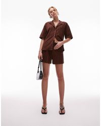 TOPSHOP - Short d'ensemble en tissu éponge - marron chocolat - Lyst