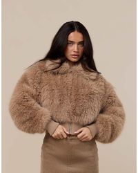 Wanderdoll - Tatiana Faux Fur Oversized Collar Zip Through Fitted Waist Jacket - Lyst