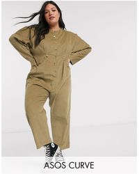 ASOS Вельветовый Свободный Комбинезон Цвета Хаки - Естественный