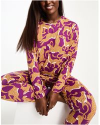 Chelsea Peers - Pyjama long à imprimé guépards - bordeaux - Lyst
