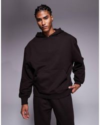 ASOS - Sudadera Marrón Extragrande Con Capucha De Tejido Grueso De 400 G/M² Premium De - Lyst