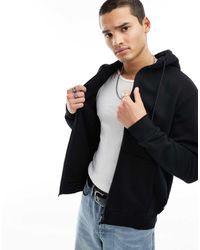 Jack & Jones - Felpa Con Cappuccio Nera Oversize Con Zip - Lyst