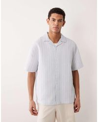 ASOS - Relaxed Revere Waffle Textured Stripe Shirt - Lyst