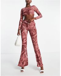 Sixth June - Co-ord Mesh Flare Print Trousers - Lyst