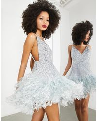 ASOS Mini Cami-jurk Met Lovertjes En Imitatieveren Aan - Wit