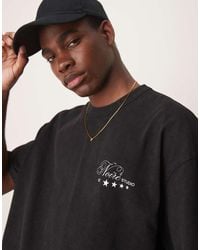 ASOS - Recht Oversized T-Shirt Van 220 Gsm Zware Stof Met Grafische Tekstprint - Lyst