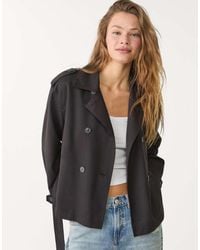 Stradivarius - Cropped Trenchcoat Met Riem - Lyst