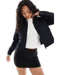 ONLY - Zip Through Boucle Cropped Jacket - Lyst