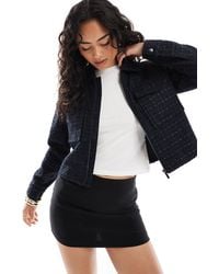 ONLY - Zip Through Boucle Cropped Jacket - Lyst