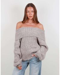 SIMMI - Oversized Off Shoulder Knitted Jumper - Lyst