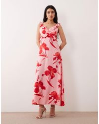 ONLY - – maxikleid mit blumenmuster und rüschendetails - Lyst