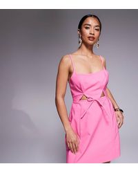 ASOS - Asos Design Petite Structured Cutout Mini Dress With Bow - Lyst