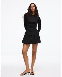 Bershka - Long Sleeve Asymmetric Gathered T-shirt - Lyst