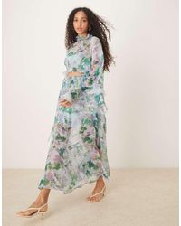 ASOS - Hoogsluitende Maxi-Jurk Met Uitsnijding En Ruches - Lyst