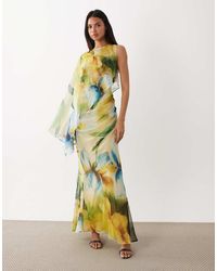 ASOS - Draped Batwing Asymmetric One Sleeve Maxi Dress - Lyst