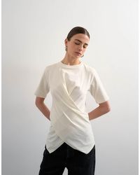TOPSHOP - Wrap Front Half Sleeves Top - Lyst